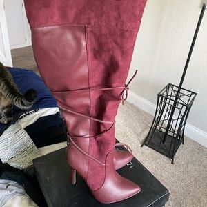 Bordeaux Over The Knee Boots